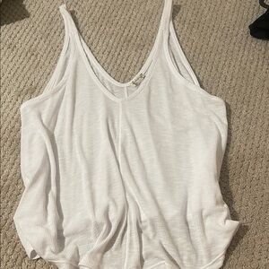 Free People White Ribbed Tank Top